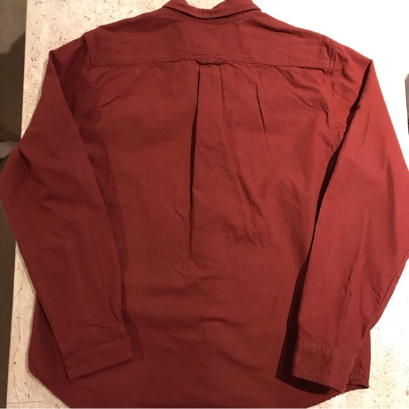 Eddie Bauer Maroon Burgundy Men’s Flannel Dress Shirt size Large - Picture 6 of 7